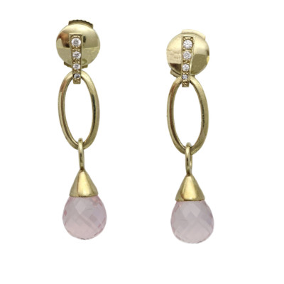 Zlaté náušnice s broušeným růženinem a diamanty