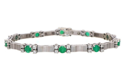 Zlatý náramek s přírodními smaragdy 2,00 ct a brilianty 0,40 ct