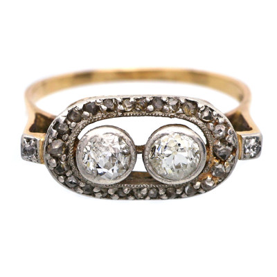 Art deco zlatý prsten s přírodními diamanty 0,77 ct