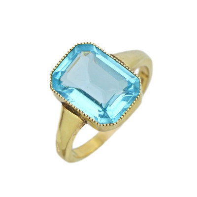 Doublé prsten s modrým kamenem