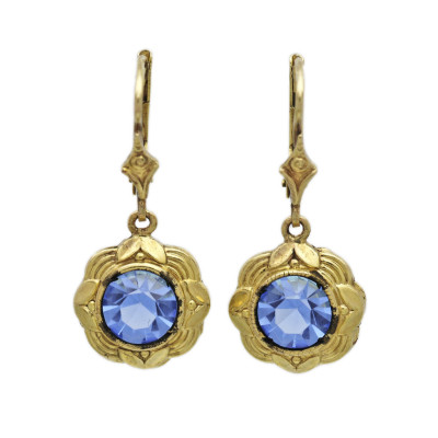 Doublé náušnice s modrým kamenem