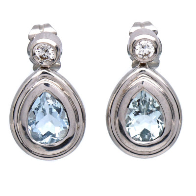 Zlaté náušnice s akvamaríny 2,26 ct a brilianty+CERTIFIKÁT PRAVOSTI