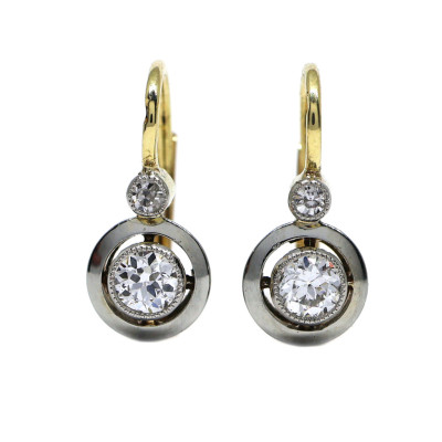 Art deco zlaté náušnice s přírodními diamanty 0,45 ct