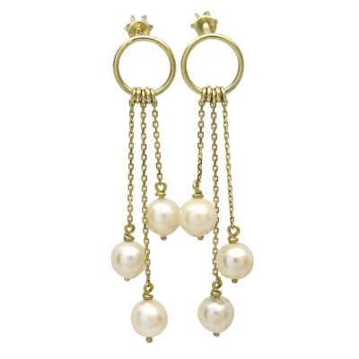 Zlaté náušnice s Akoya perlami