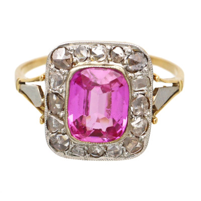 Starožitný zlatý prsten s diamanty