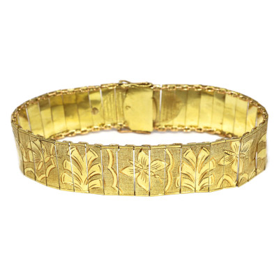 Starožitný zlatý gravírovaný náramek