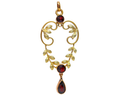 Secesní zlatý přívěsek s českými granáty