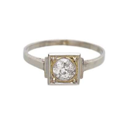 Art deco zlatý prsten s přírodním diamantem 0,50 ct (G-H-I)