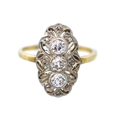 Art deco zlatý prsten s diamanty 0,60ct