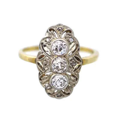 Art deco zlatý prsten s diamanty 0,50 ct