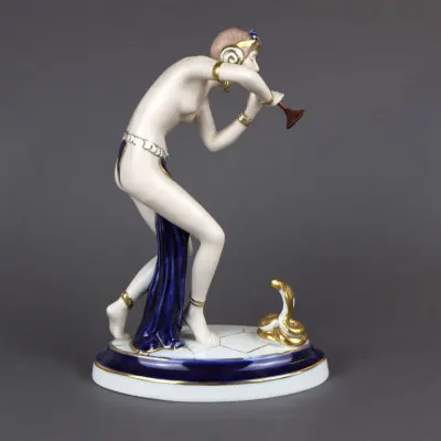 Art deco soška Royal Dux | Žena s hadem