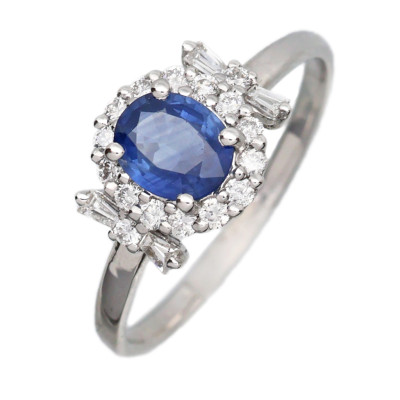 Zlatý prsten s přírodním safírem 0,50ct a brilianty 0,30ct