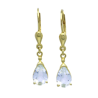 Zlaté náušnice s přírodními akvamaríny