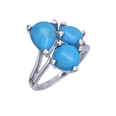 Stříbrný prsten s přírodními tyrkysy