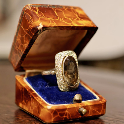 Theodor Fahrner stříbrný prsten se záhnědou