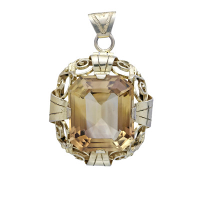 Art deco stříbrný přívěsek s citrínem