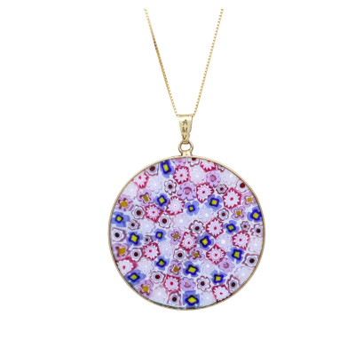 Stříbrný pozlacený přívěsek s millefiori Murano
