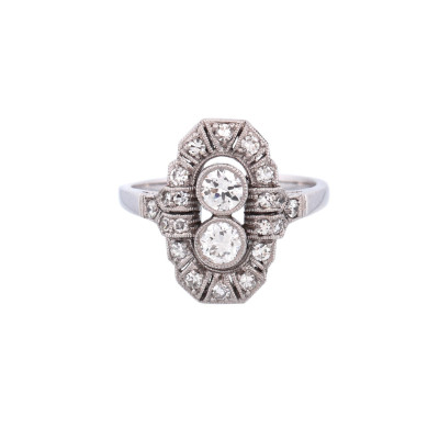 Art deco zlatý prsten s přírodními diamanty 0,75 ct